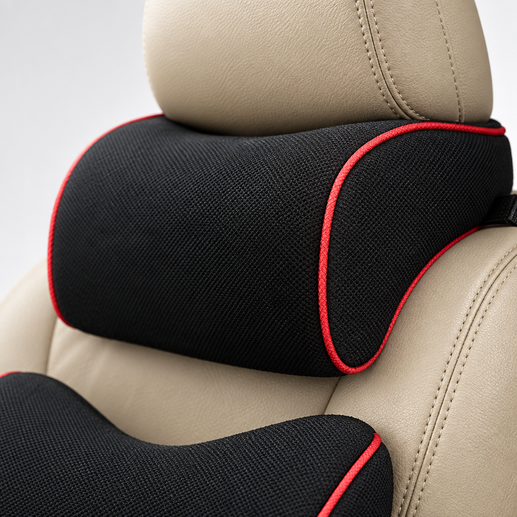 Close-up detail of the waist pad pillow fabric and contour