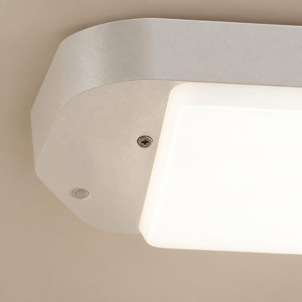 Close-up detail of the ceiling light diffuser surface