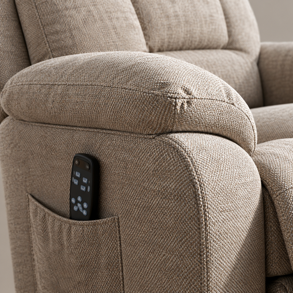 Close-up detail of brown snowflake velvet upholstery