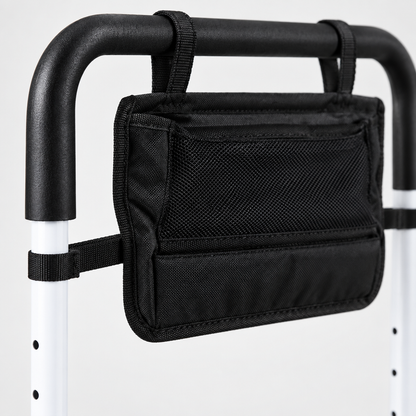 Close-up of the bed rail grip and frame construction