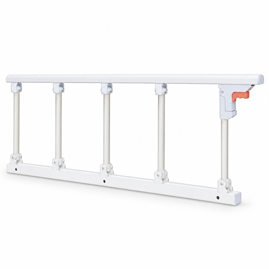 Stainless steel folding bed guard rail, studio product photo