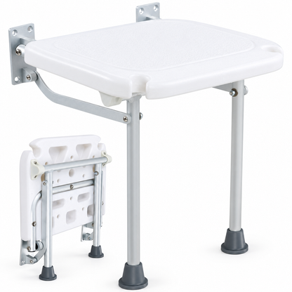 Wall mounted folding shower seat, studio product photo