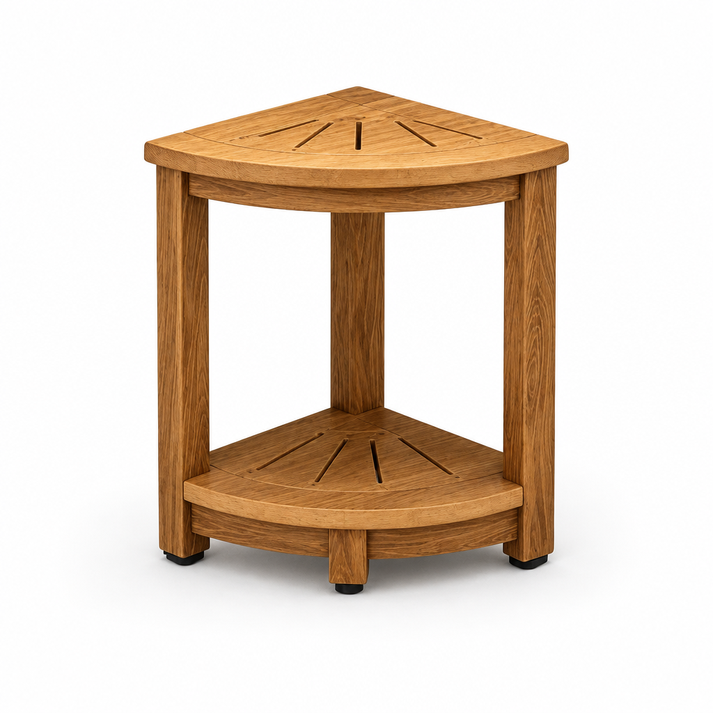Corner shower bench seat, studio product photo
