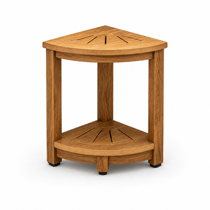 Corner shower bench seat, studio product photo