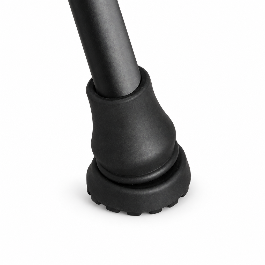 Black cane walking stick tip cover, studio product photo