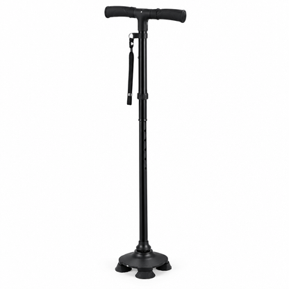 Folding LED aluminium walking stick cane, studio product photo