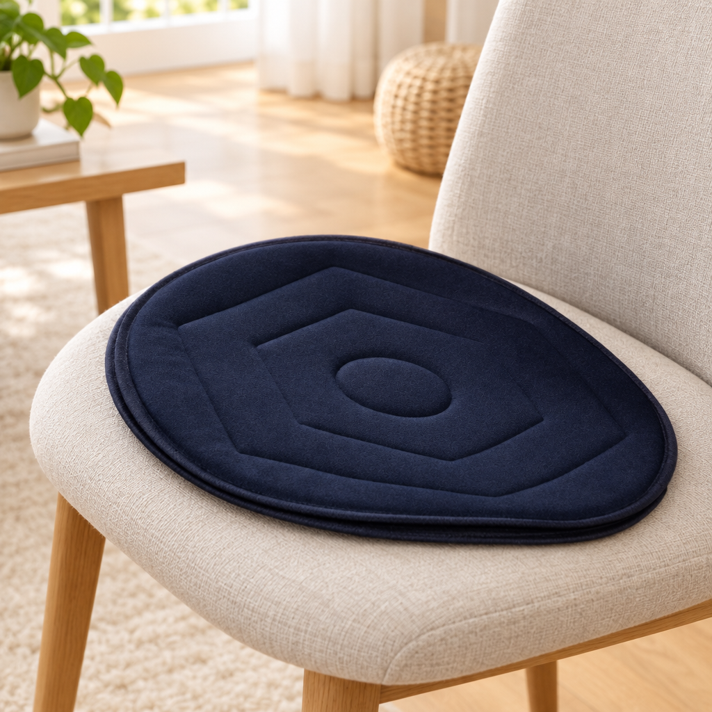 Memory foam seat cushion shown in a bright modern home interior