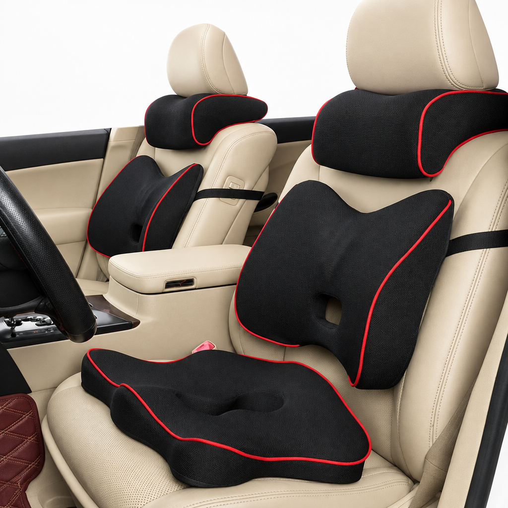 Back seat cushion waist pad memory foam pillow, studio product photo