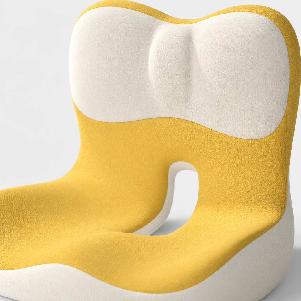 Close-up detail of the waist support cushion fabric and foam