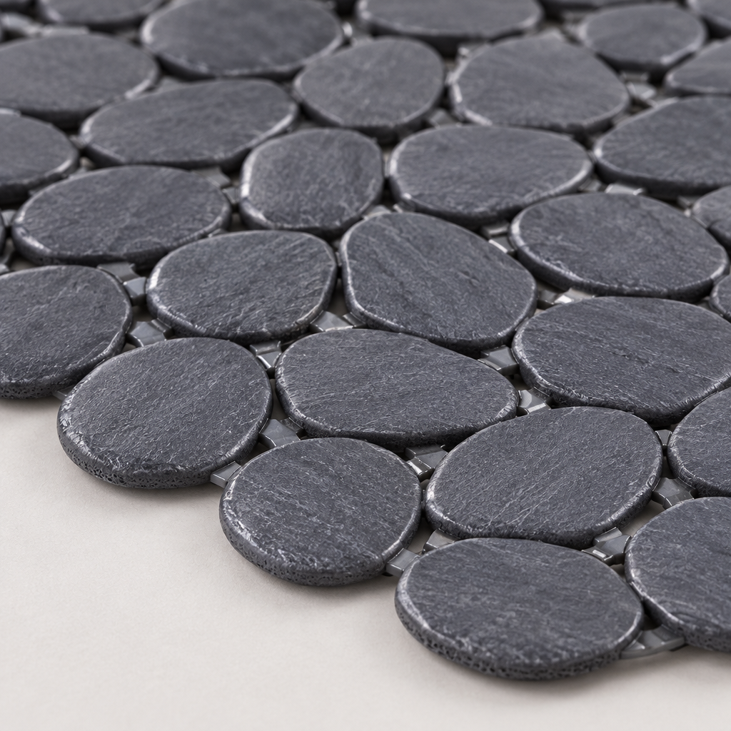 Close-up detail of the pebble texture on the non-slip bath mat