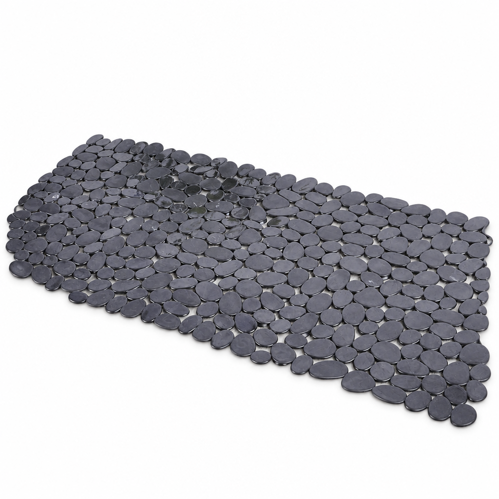 Pebble textured PVC non-slip bath mat, studio product photo