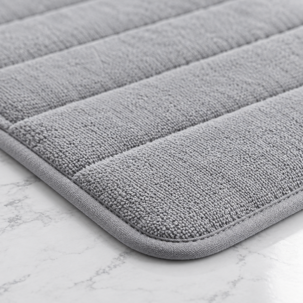 Close-up detail of the memory foam bath mat pile texture