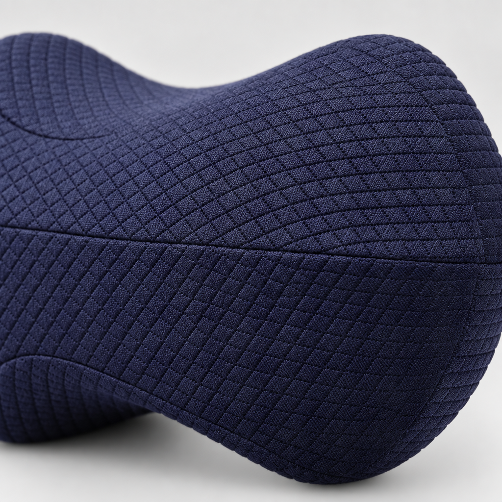 Close-up detail of the leg pillow surface texture and stitching