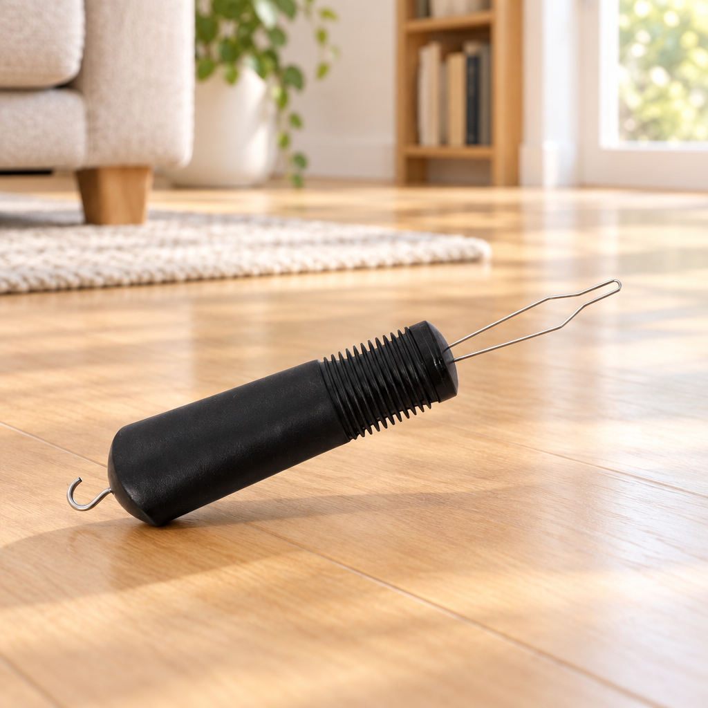 Button zipper aid shown in a bright home interior