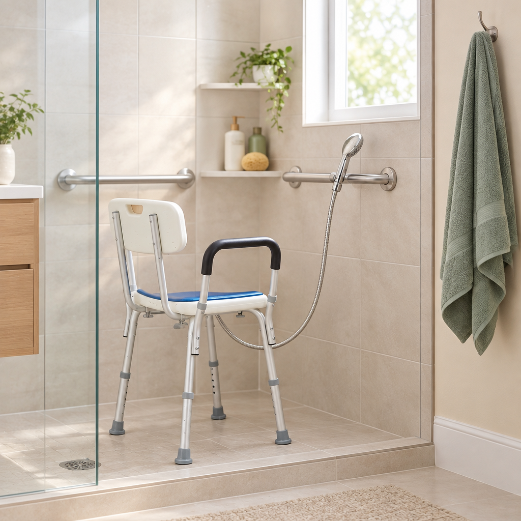Complete Shower Safety Kit in an accessible home bathroom