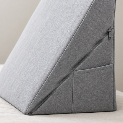 Close-up detail of orthopedic wedge pillow layered foam and cover