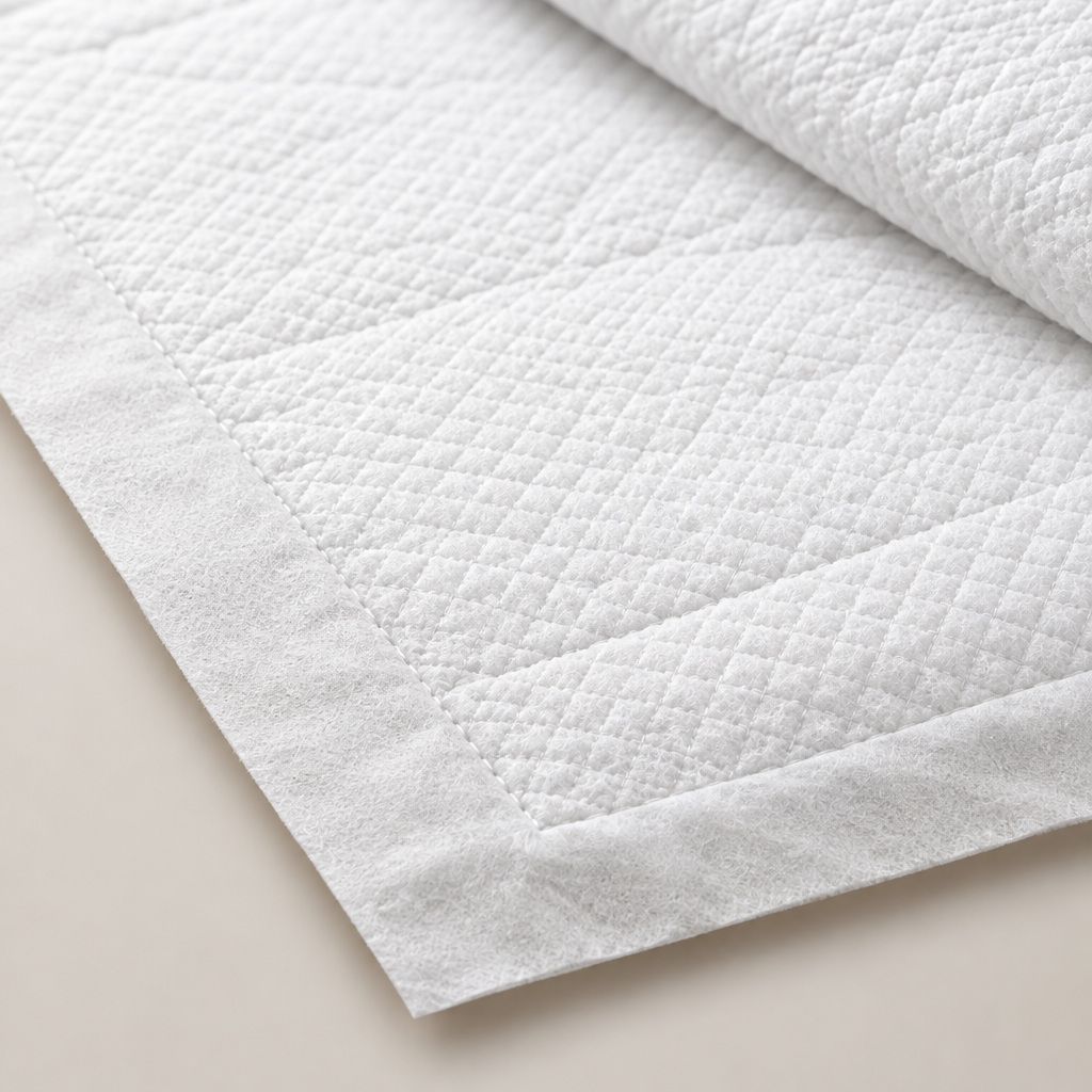 Close-up detail of absorbent underpad surface texture